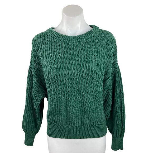 A New Day Green Pullover Ribbed Knit Drop Shoulder Round Neck Sweater Top Size L - Picture 1 of 4